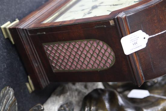 A late 18th century mahogany table clock, height 16.5in.